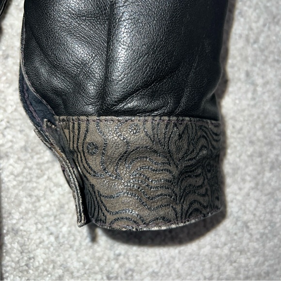 Vintage 80s Black  Leather Patchwork Western Jacket Black Women's M Tassel Retro - Picture 5 of 13